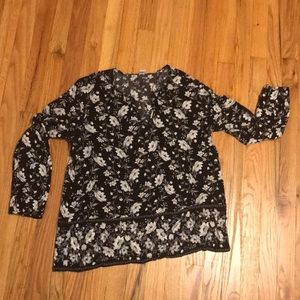Black and white floral blouse